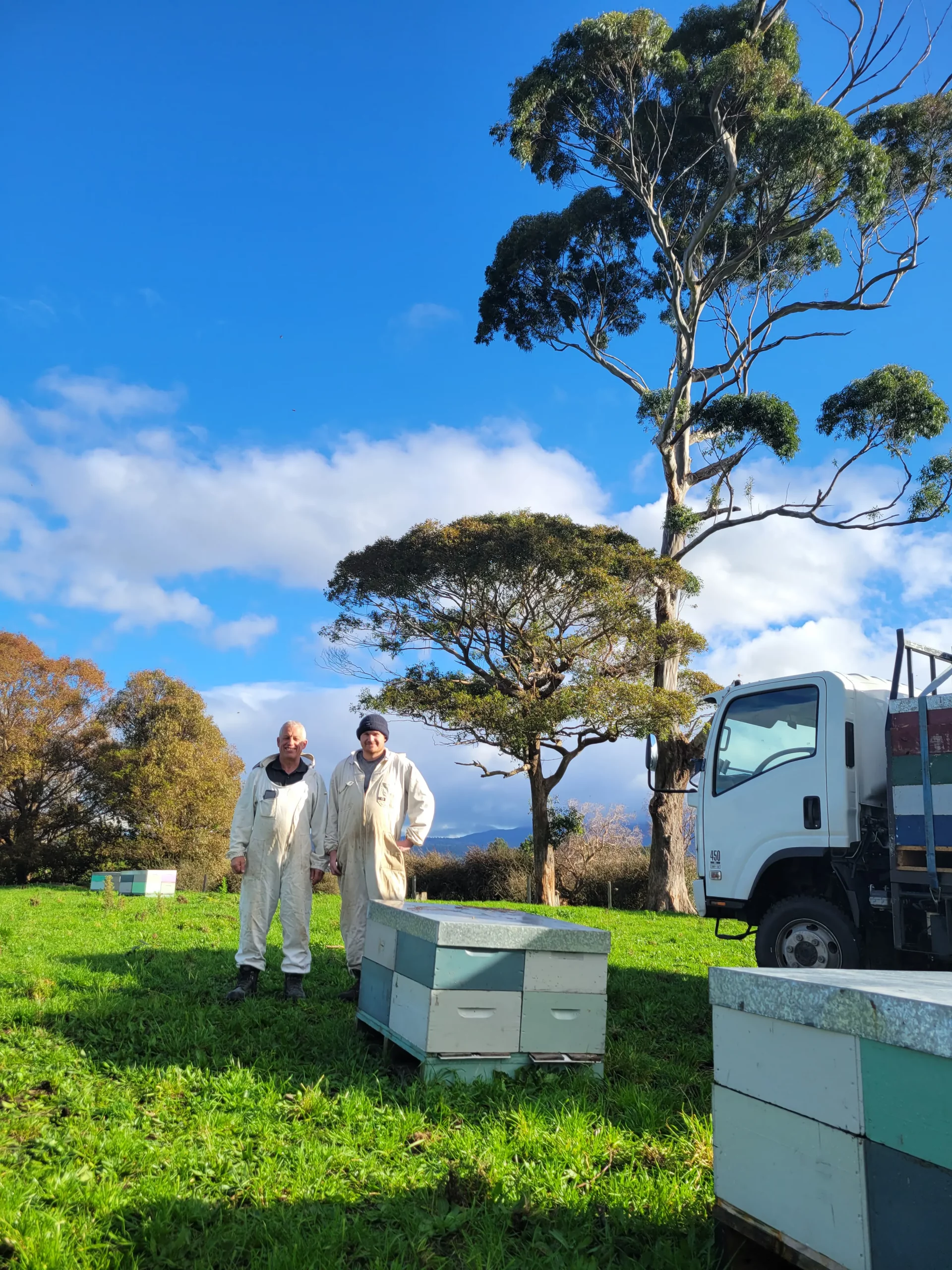 Bruce Lowe with hives truck